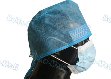 Cappucci eliminabili blu del chirurgo, cappelli chirurgici eliminabili SMS/dei pp con la fascia