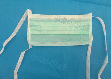 Verde maschera di protezione non tessuta di 3 pieghe, maschere di protezione mediche eliminabili sterili