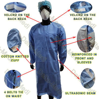 Il XL m. L S XXL ha rinforzato l'abito chirurgico eliminabile per gli ospedali