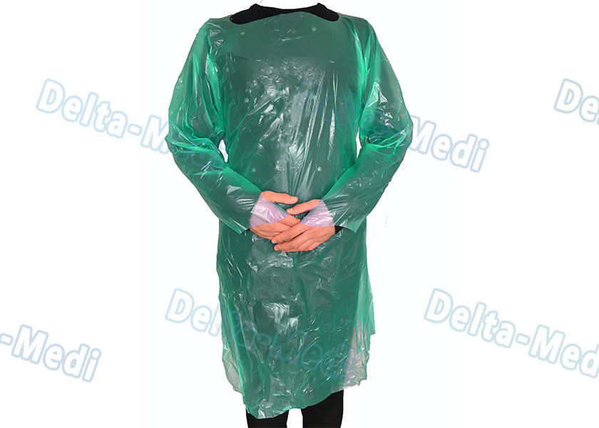 Abiti di plastica eliminabili verdi di CBE, anti abiti lunghi liquidi dell'ospedale della manica